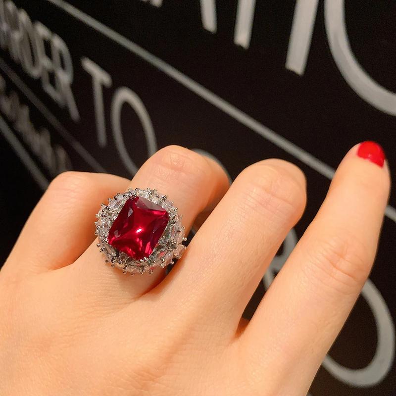Product Introduction of 2022 New Arrival Ruby Gemstone Neckle Pendant Ring Drop Earrings Women's Luxury Wedding Party Jewelry Sets Anniversary Gift 8