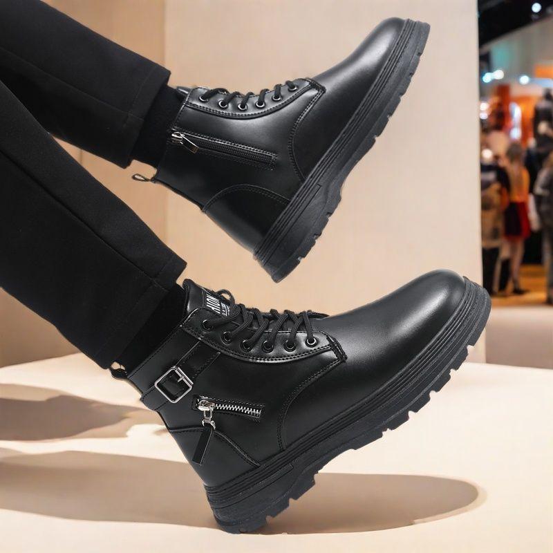 Giày Nam Lucky 1295 Bốt Martin Nam Giày Boot Nam Công Sở Thiết Kê 2 Khoá Kéo Bên Hông Kết Hợp Dây Buộc Kiểu Dáng Thời Trang