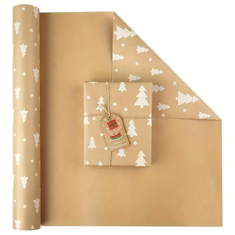 Christmas Tree Pattern Gift Wrapping Paper, 1 Count Gift Wrapping Roll, Gift Wrapping Supplies for Party, Holiday, Christmas Party, Stocking Filler 2