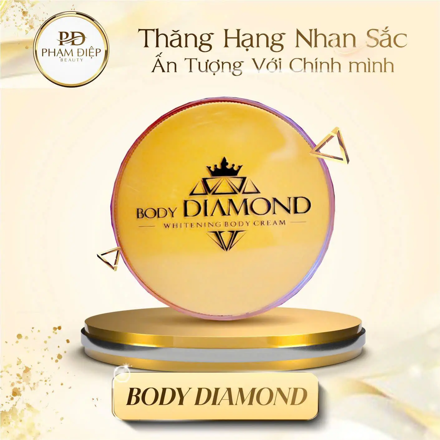Kem Body Diamond Whitening Body Cream 250g PHẠM ĐIỆP BEAUTY - Hỗ Trợ Dưỡng Body Sáng, Mềm Mại, Thấm Nhanh Làm Đẹp Da