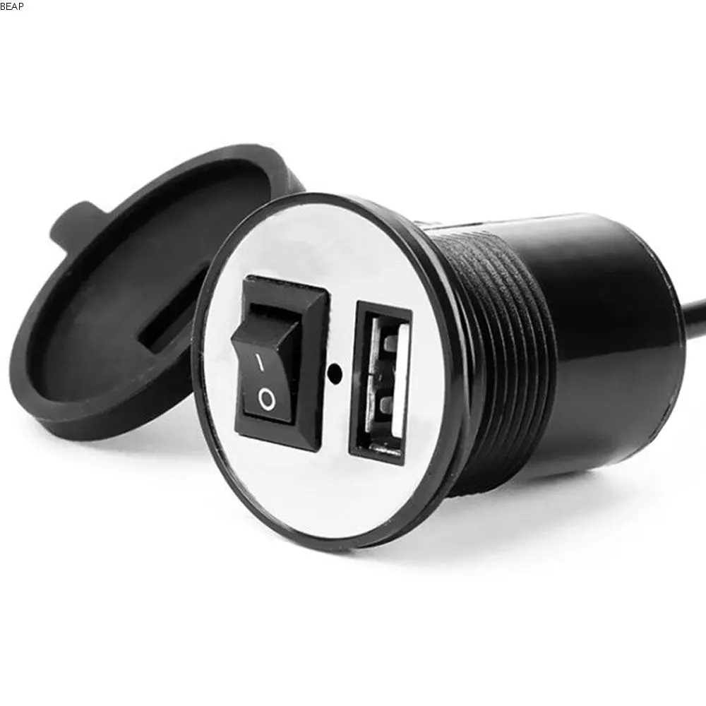 DIY USB Car Charger Motorcycle USB Charger DC 12V with Switch  Lighter Socket Plug Waterproof Motorbike Phone Charger