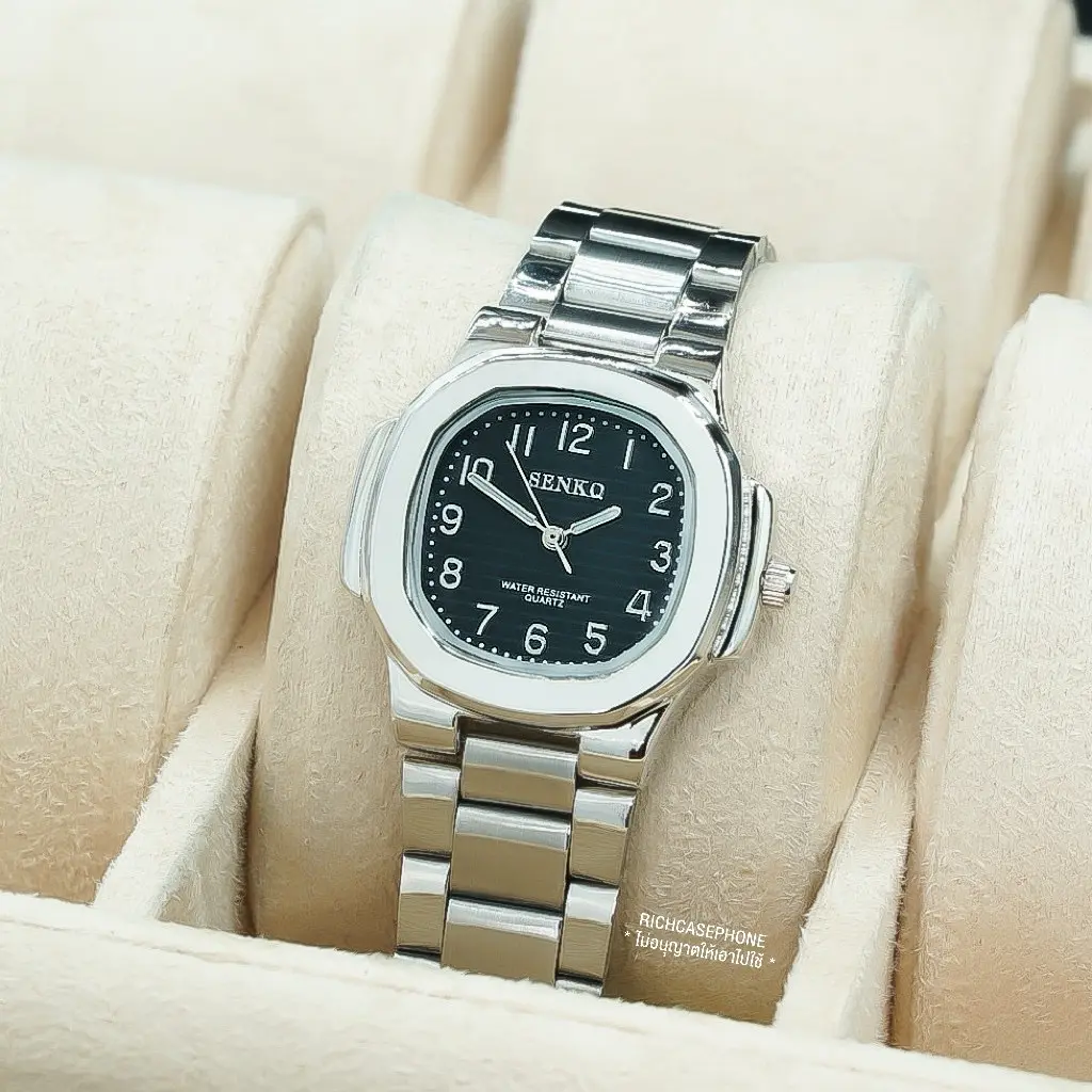 ( SS311 ) นาฬิกา SENKQ - เซนคิว แท้ ระบบอนาล็อก หน้าปัดเหลี่ยม สายสแตนเลส ไซค์เล็ก 3 CM. ไซค์ใหญ่ 4 CM. มีหลายสี