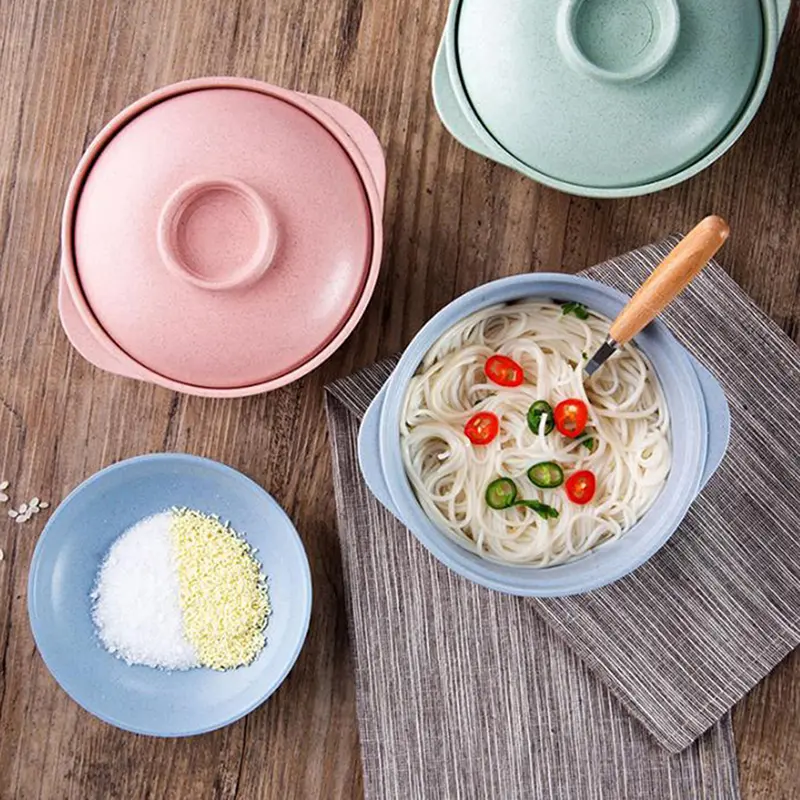 Bát Mì Ăn Liền Có Nắp Đậy, Bát Cơm Nóng Súp, Hộp Đựng Thức Ăn Cho Học Sinh Phong Cách Nhật Bản, Bát Nhà Bếp Tốt Cho Sức Khỏe, Bộ Đồ Ăn 8