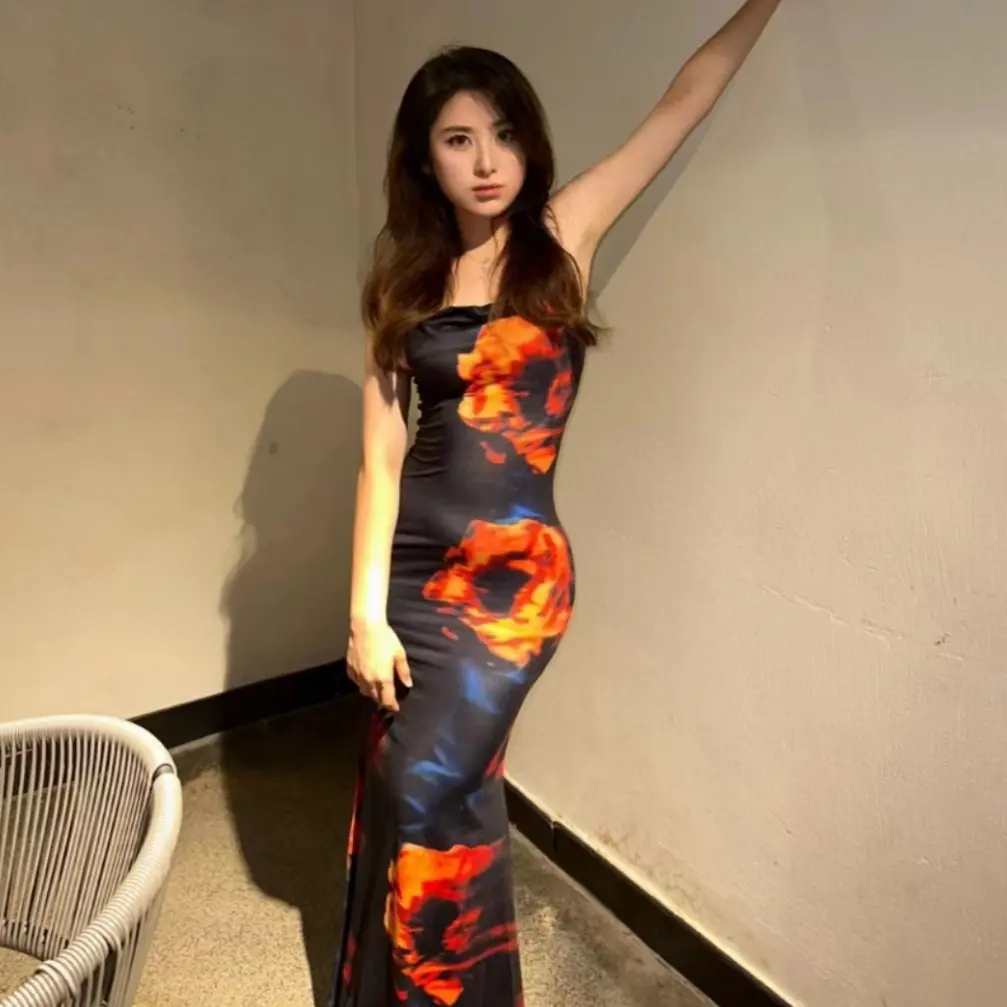 (5805)baju elegant party dress bodycon midi hitam tanpa lengan wanita korean style dress terbaru 2024 import