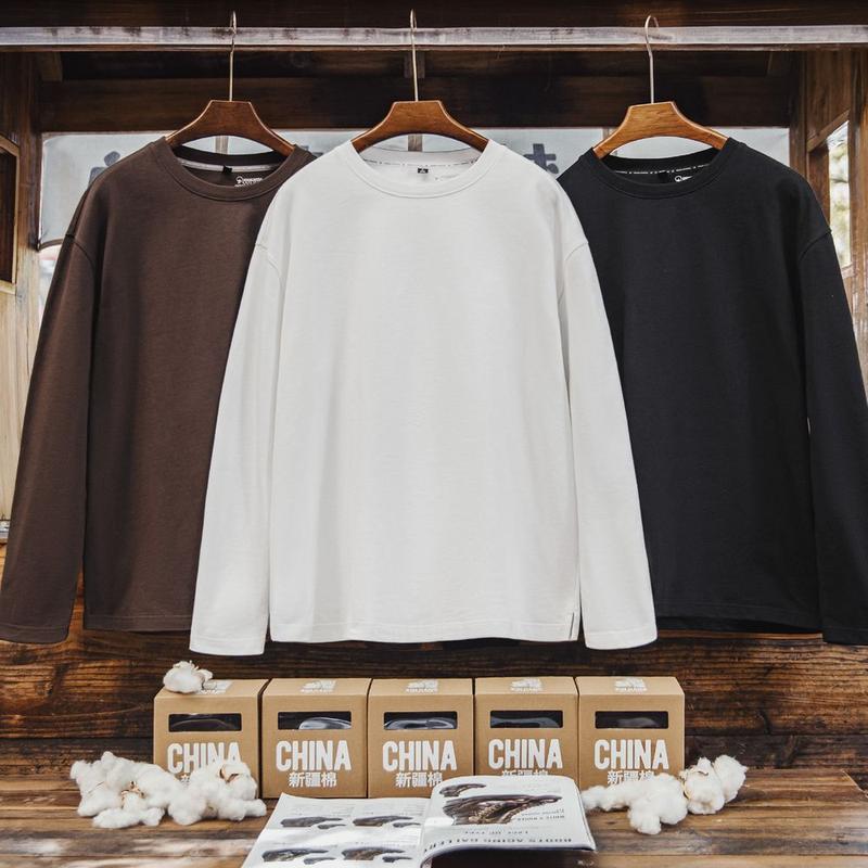  Áo Thun Dài Tay Chất Lượng Heavyweight MADEN Dành Cho Nam 305gsm Bông Crewneck Màu Trơn Lớp Nền Chống Vi Khuẩn Vải 7A Thân Thiện Với Làn Da Áo Lót 