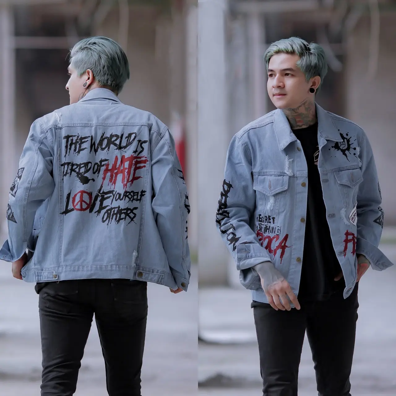Jaket Jeans Denim Model Navy wash sahara Terbaru Kualitas Distro Premium Nyaman  Panjang  Keren Top High Pria Casual Dewasa Cowok