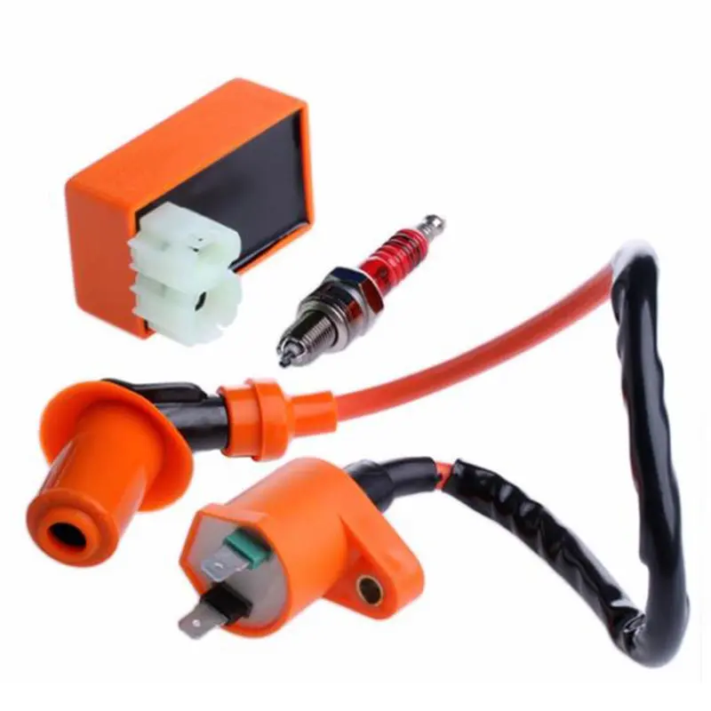 Racing Ignition Coil CDI + Ignition Coil + Spark Plug For GY6 50cc 125cc 150cc