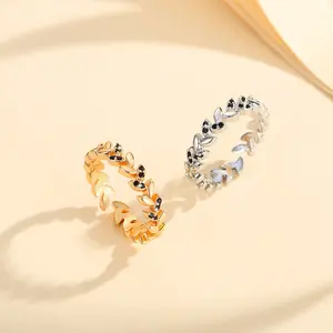 Lanme Jewelry Cincin Berlian Wanita Titanium Lapis Emas Korean Style Fashion Aksesori Anti Luntur LM728