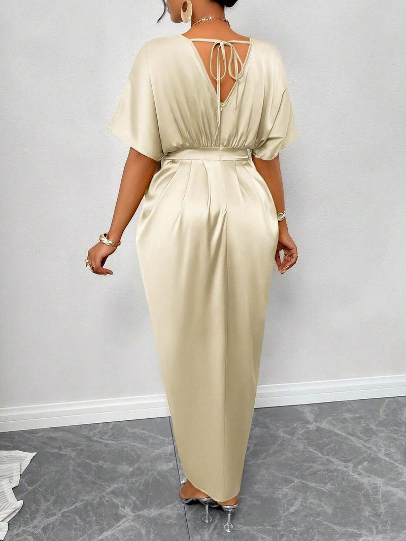 Product Introduction of Women's Plain Satin Dress, Elegan Dress for Party Wedding Guest, Wedding Guest Dresses, Ladies Summer Clothes, Summer Dresses 2025 2
