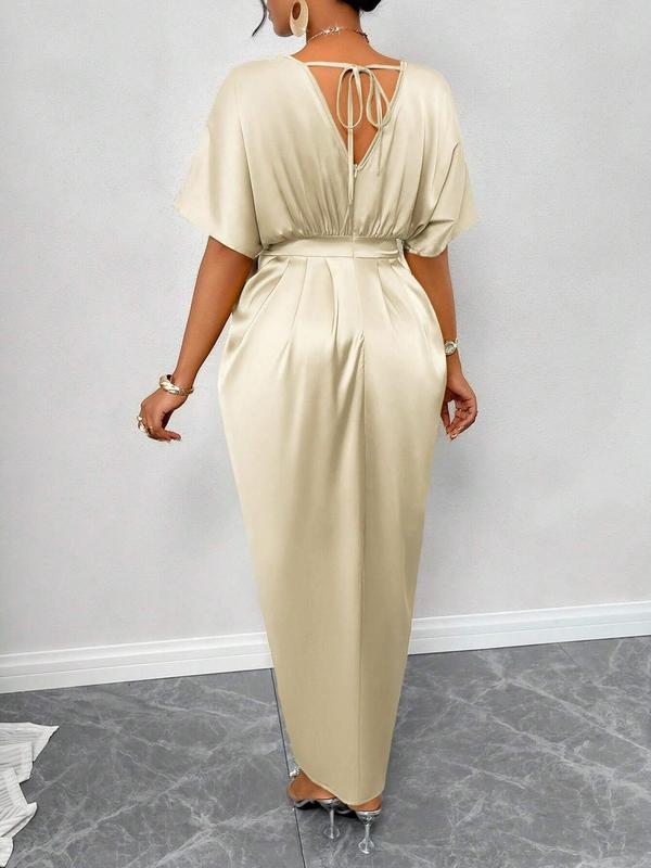 Women's Plain Satin Dress, Elegan Dress for Party Wedding Guest, Wedding Guest Dresses, Ladies Summer Clothes, Summer Dresses 2025 1