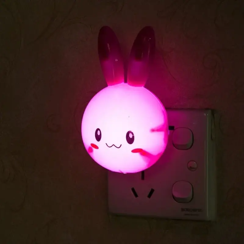 Đèn Ngủ LED Hình Thỏ Hoạt Hình, AC110-220V, Đèn Ngủ Treo Tường Có Phích Cắm Hoa Kỳ, Quà Tặng Cho Phòng Ngủ Trẻ Em / Trẻ Sơ Sinh / Trẻ Em, Đèn Đầu Giường, Có Công Tắc
