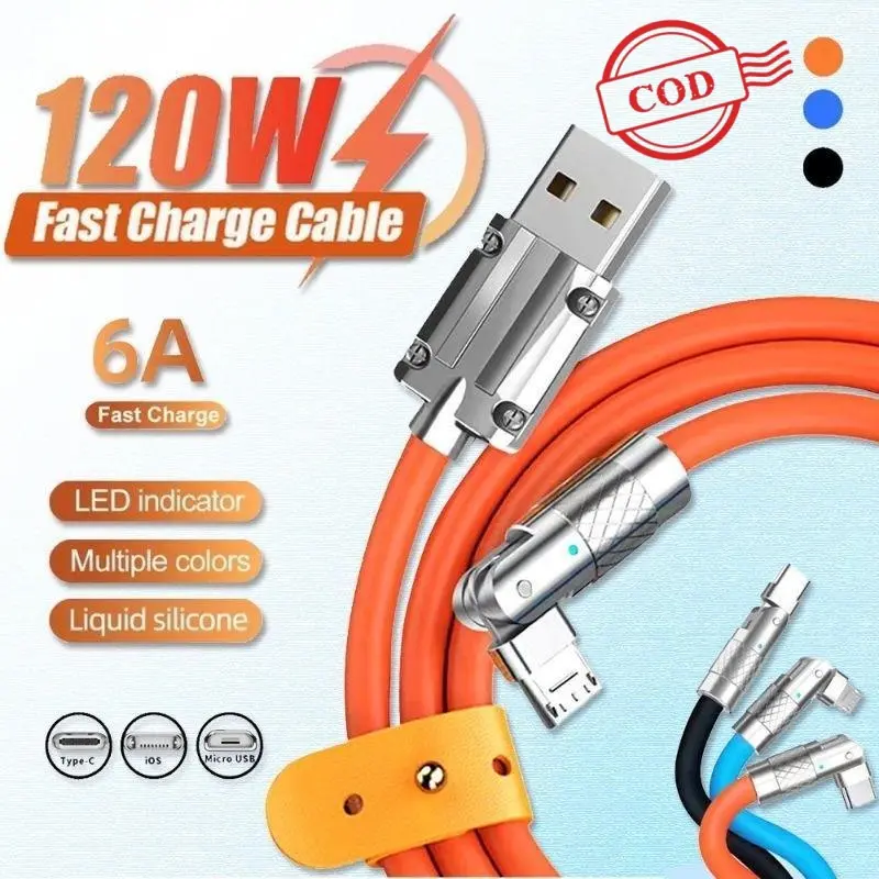 Promo COD Kabel Data MICRO USB 120W, Zinc Alloy, Pengisian Cepat 6A, Tahan Lama, Pengisian Stabil untuk Semua Perangkat Anda