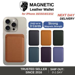 (SG) LionShield Premium Twill / Leather Magnetic Wallet Card Holder, Compatible with iPhone 16/15/14/13/12 Pro Max Plus