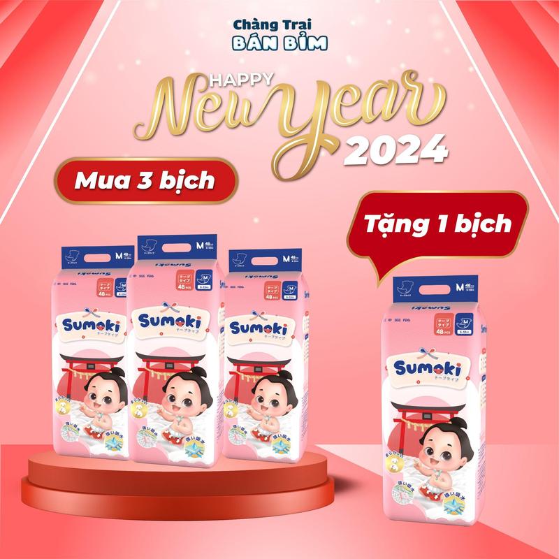 [SIÊU HOT - MUA 3 BỊCH TẶNG 1 BỊCH] Combo 4 Bịch Bỉm Sumoki Nhật Bản  *SMK-4*