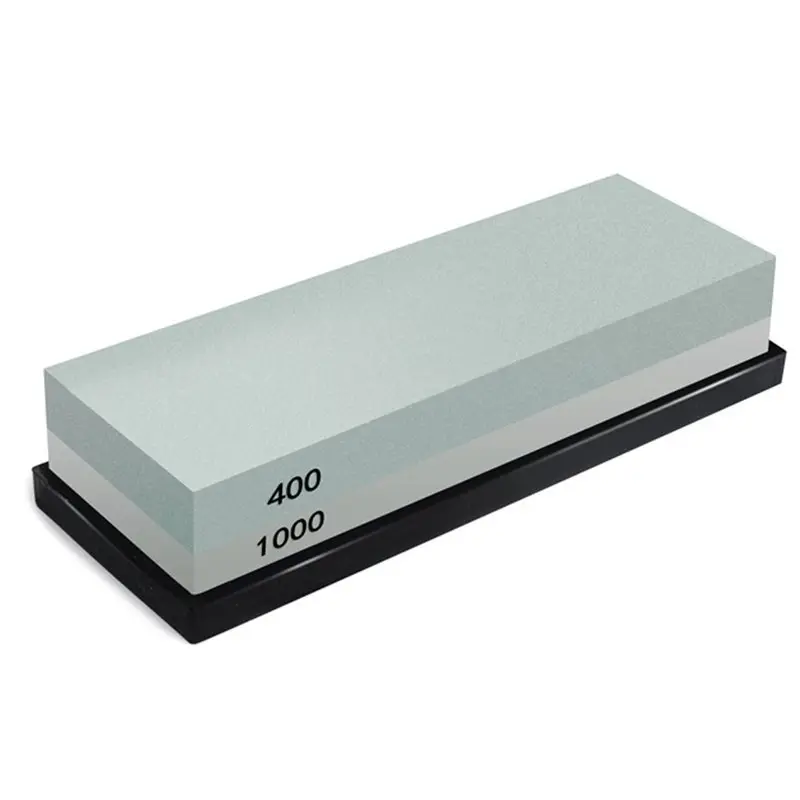 Đá mài, Đá mài 2 trong 1, Đá mài 400 / 1000 Grit, Thích hợp cho Waterstones và Dao, Bao gồm Giá đỡ đá cao su