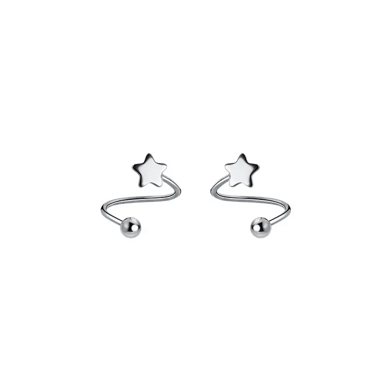 Bông tai bạc hình ngôi sao Khuyên tai bạc nữ chốt bi xoáy cá tính bạc Ý 925 mạ vàng trắn DUYSON SILVER(1 chiếc) [KCBX9] 6