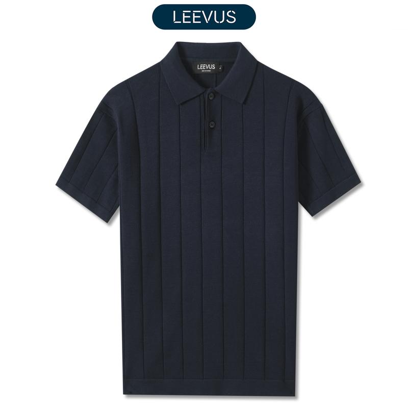 [TẶNG HỘP CHO ĐƠN TỪ 499K] Áo polo LEN DỆT KIM STRIPED KNIT cao cấp, kiểu dáng classic Hàn Quốc sang trọng - LEEVUS APL331 Menswear Nam Shirt Có Cổ Ngắn Tay áo  len