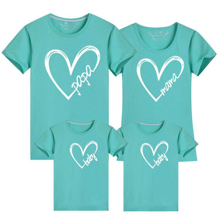 Product Introduction of 2025 Valentine'S Day Gift Giving Couple Dress Cartoon Pattern Eternal Love Printed T-Shirt Family Set/Couple Set Short Sleeve T-Shirt 24