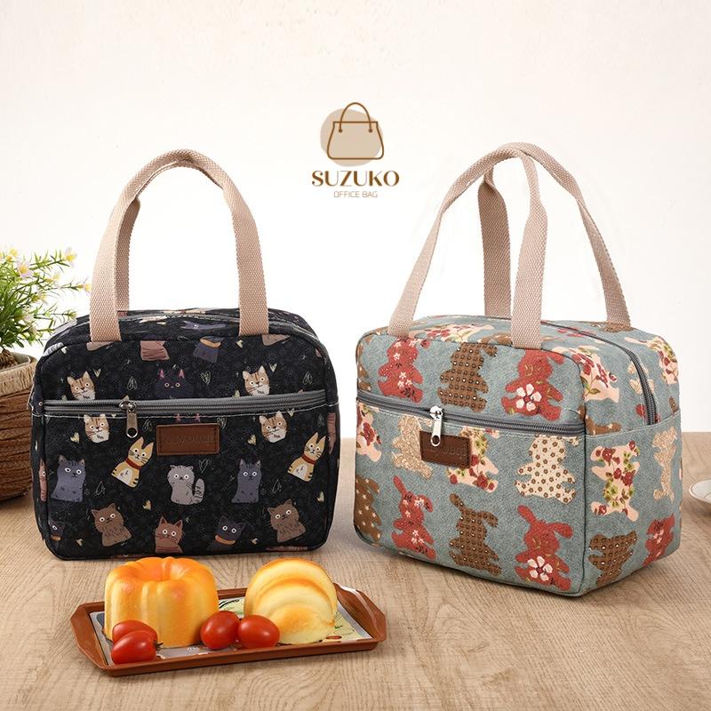 Túi cơm giữ nhiệt cute giỏ đựng cơm văn phòng xách hộp cơm chống thấm nước họa tiết mèo dễ thương TC25 Nhung Bag
