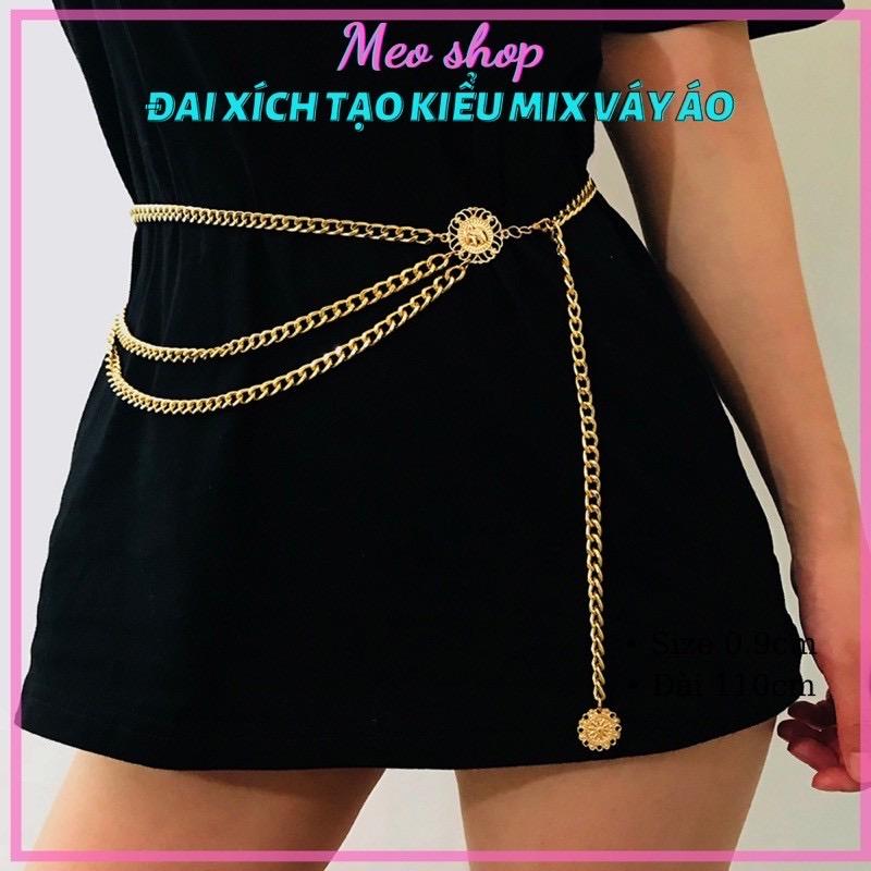 Đai váy áo xích vàng thả kiểu sang chảnh - Dây xích eo thắt váy áo nữ kim loại ĐV009 cá tính Meo shop