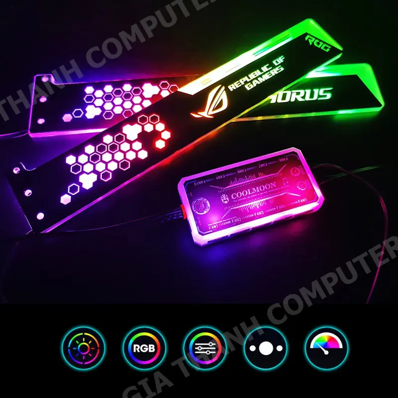 Giá Đỡ VGA 28cm LED RGB - Đồng Bộ HUB Coolmoon / Auto Ghim Nguồn Trực Tiếp 2