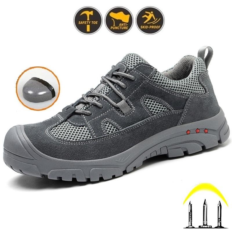 Giày Bảo Hộ Lao Động Nam BH02 Mũi Thép ,Đế kevlar Chống Đâm Xuyên,Kiểu Dáng Cổ Thấp Da Lộn và Vải Lưới Thoáng Khí Đế Cao Su Tăng Ma Sát