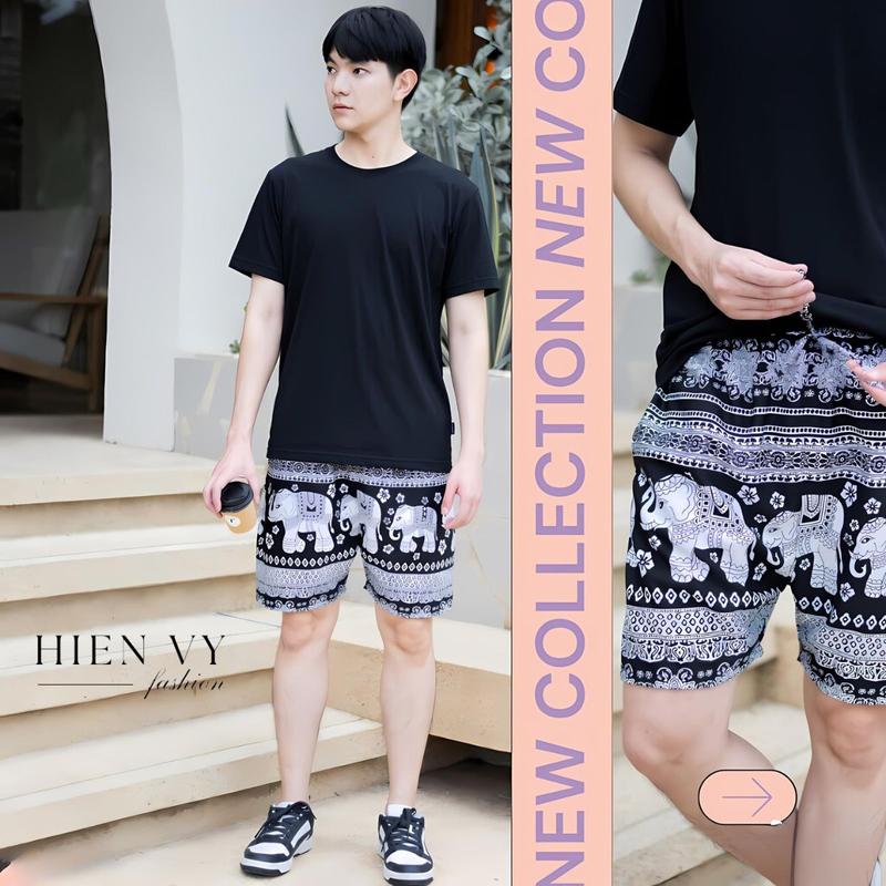 size 60kg -75kg Quần đùi vải lanh thổ cẩm nam nữ mặc nhà đi biển