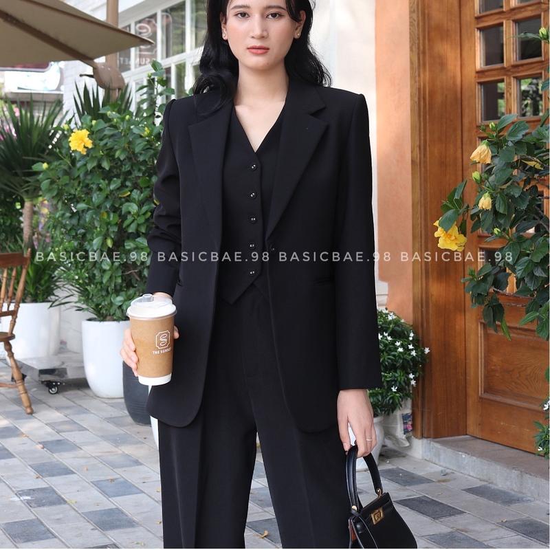 Blazer vạt tròn form rộng vừa phải thanh lịch, hàng thiết kế Basicbae.98 2