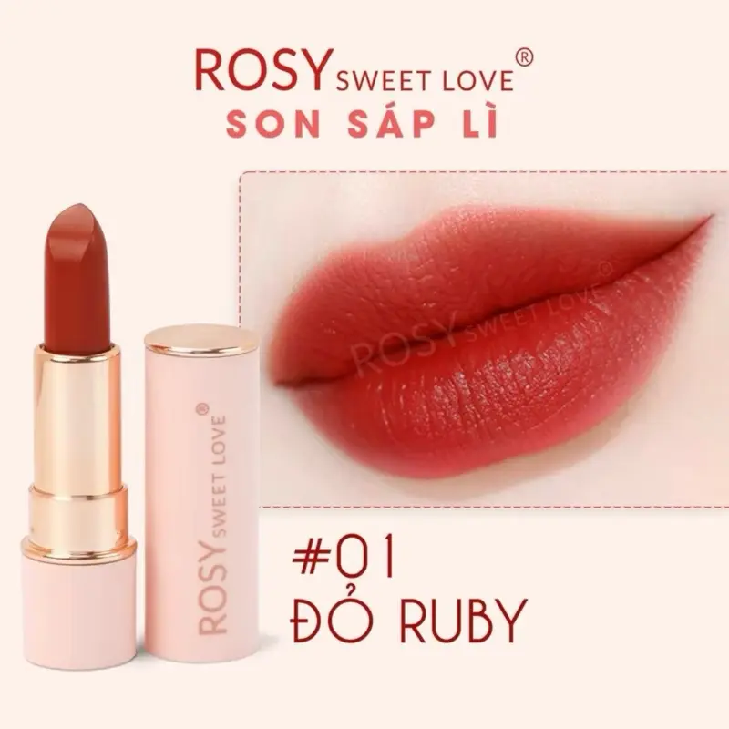 [TẶNG BỘ GƯƠNG CỌ KIM TUYẾN] COMBO 1 Son Dưỡng + 1 Son Sáp Rosy Siêu Lì giữ màu 2-4h, Mềm mịn môi bền màu chính hãng 2