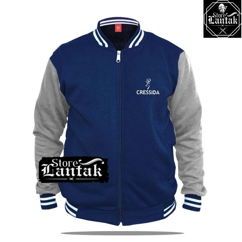 Varsity Resleting Cressida Keren  Text Putih Jaket Pria Wanita Keren Oversize Cewek Cowok Wanita Keren Oversize Cewek Cowok 6