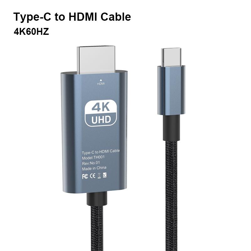 Cáp Type C sang HDMI Độ phân giải 4K 60HZ Chiều dài 2M Màn hình độ nét cao USB C sang HDTV Cáp hiển thị Bộ chuyển đổi video Type C sang HDMI Tương thích với máy tính xách tay Điện thoại di động và máy tính bảng