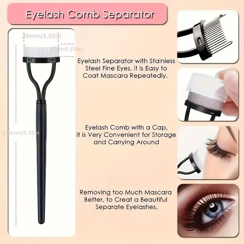 Eye Care Makeup Tool Kit (16pcs/set), Including Eyelash Curler & Eyelash Brush & Eyebrow Trimmer & Eyebrow Brush & Eyelash Comb & Lash Tweezers for Women, Cosmetics 6