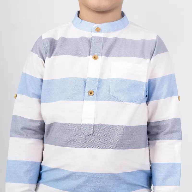 M231 Kemeja Anak Laki Laki Koko Shanghai Stripe Panjang Biru 5090G 3