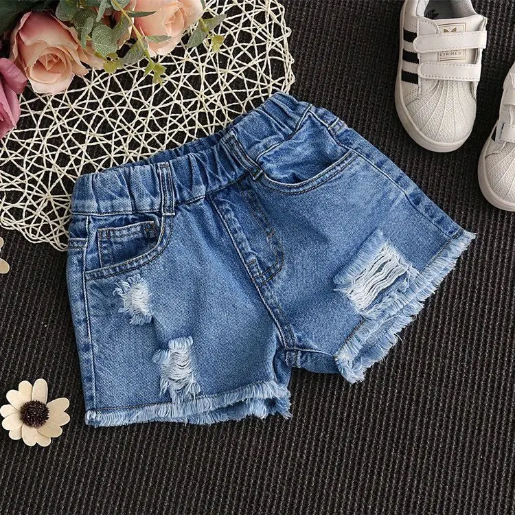 Quần Short Denim, Cho Bé Gái, Rách, Trang Phục Mùa Hè, Thời Trang, Có Cỡ 5, 6, 7, 8, 9, 10, 11, 12, Thích Hợp Cho Trẻ Em Trung Và Lớn, Phong Cách Hàn Quốc, Thích Hợp Cho Bé 12 Tuổi, Quần Mỏng, Quần Áo Trẻ Em 8