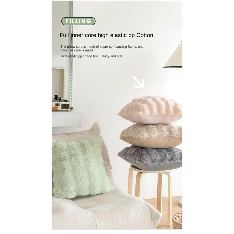 Product Introduction of Simple Imitation Rabbit Hair Plush Cushion Cover Warm Bubble Velvet Pillow Case Soft Sofa Pillowcase Home Decor 25