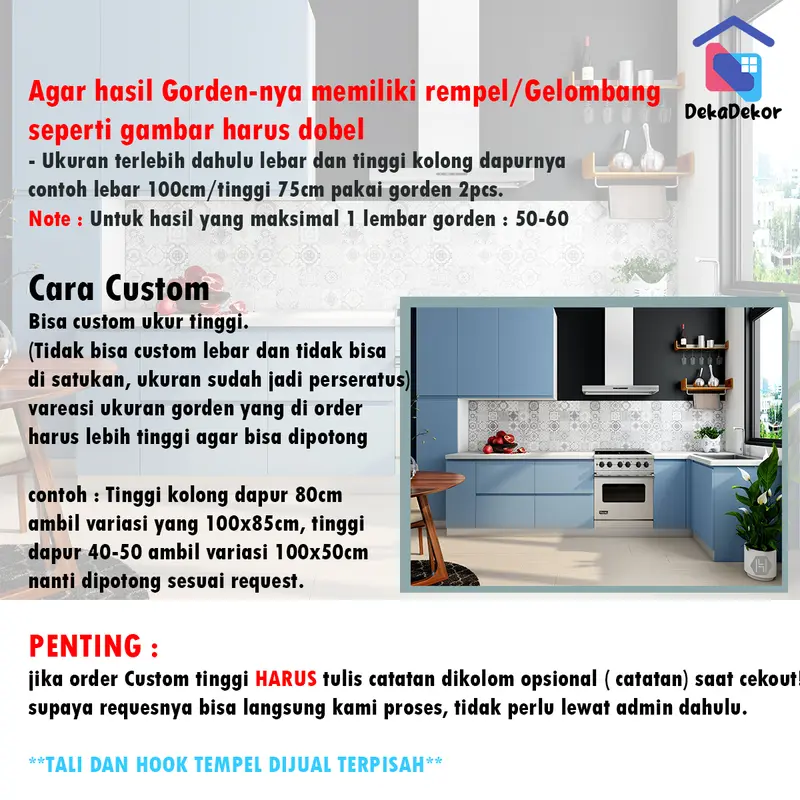 Gorden Dapur Kolong Meja Mikrotex Free Tali Kur 1