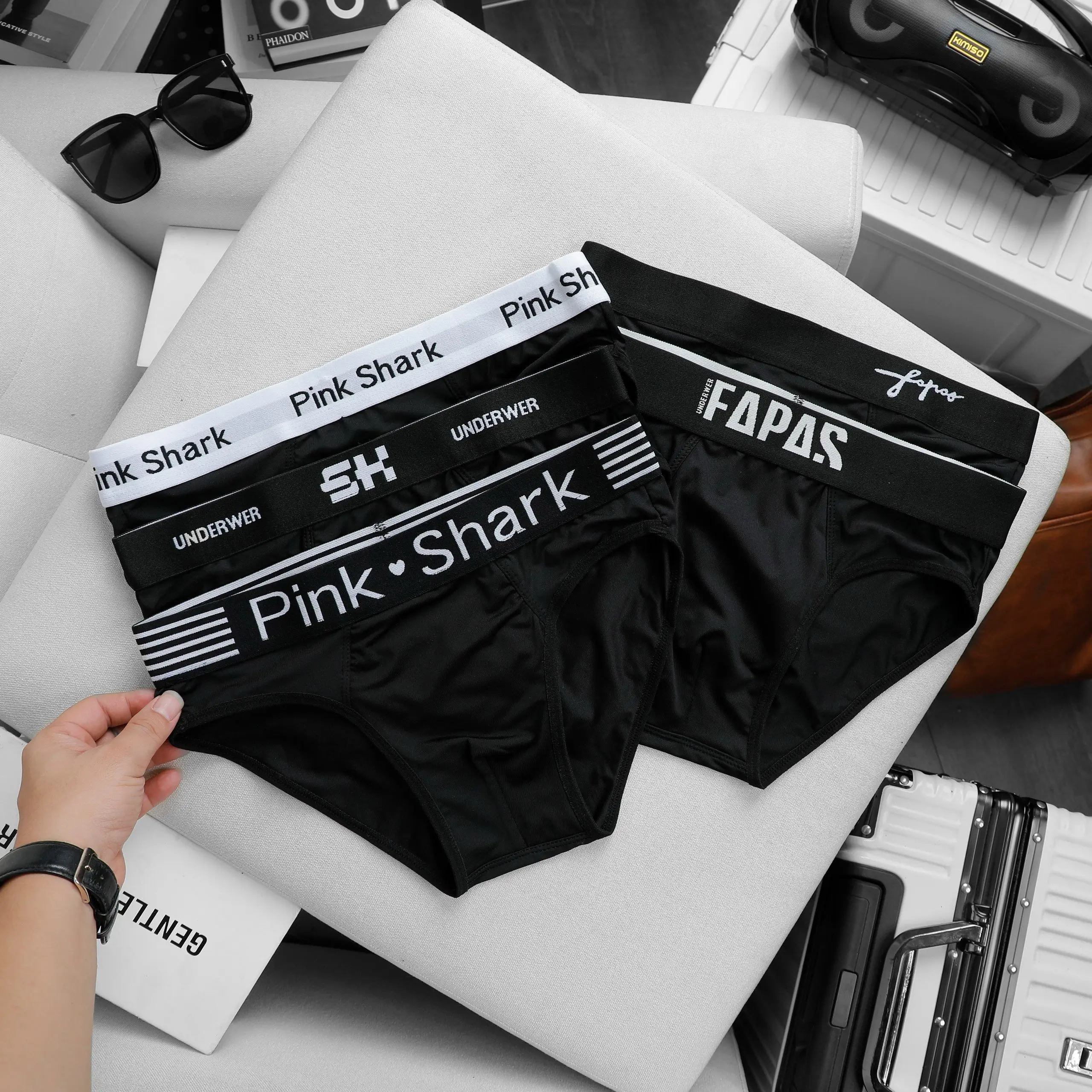 Hộp 5 quần sịp nam tam giác vải thun lạnh cao cấp ( che tên sản phẩm ) Trơn Quần lót Quần boxer/quần đùi Menswear quần