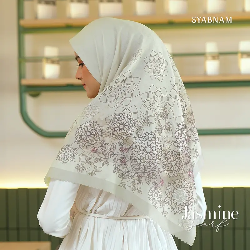 Syabnam Official - Jasmine Scarf - Scarf Motif | Kerudung Hijab Segi Empat Logo Voal Digital Muslim Square Printing 5