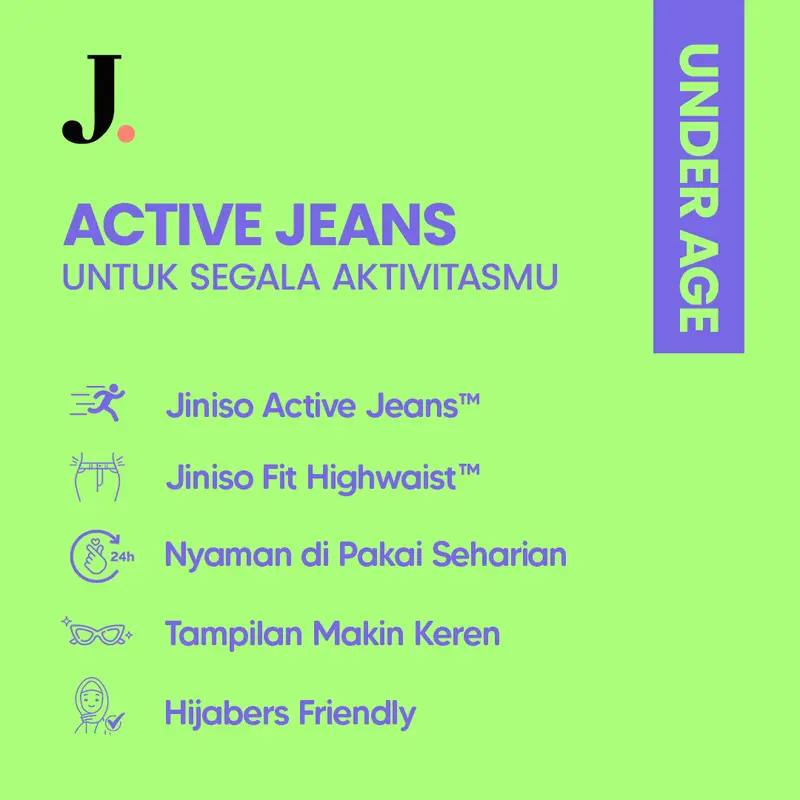 JINISO UNDER AGE - 442 Adjustable Baggy Highwaist Celana Jeans Wanita Warna Khaki 8