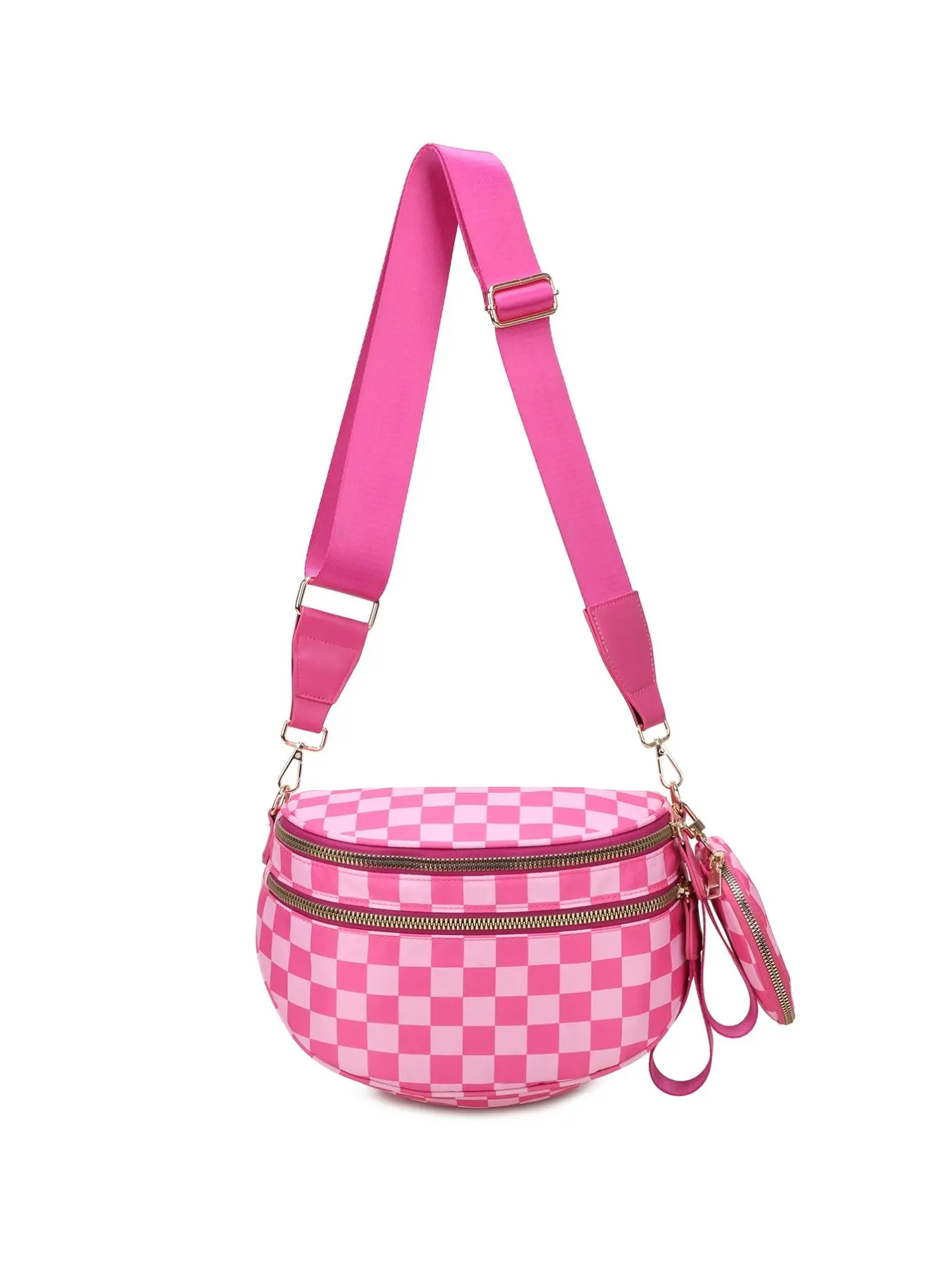 Fashionable Checked Pattern Crossbody Bag, Lightweight Zipper Shoulder Bag for Women, Casual Trendy Versatile High-quality Daily Commuting Bag