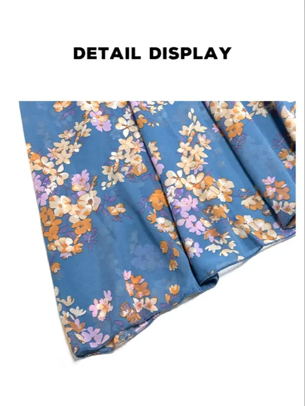 Women's Floral Print Shirred V Neck A Line Dress, Boho Fashion Short Sleeve Long Dress for Beach Vacation Holiday Wedding Guest, Ladies Dress for Summer 6