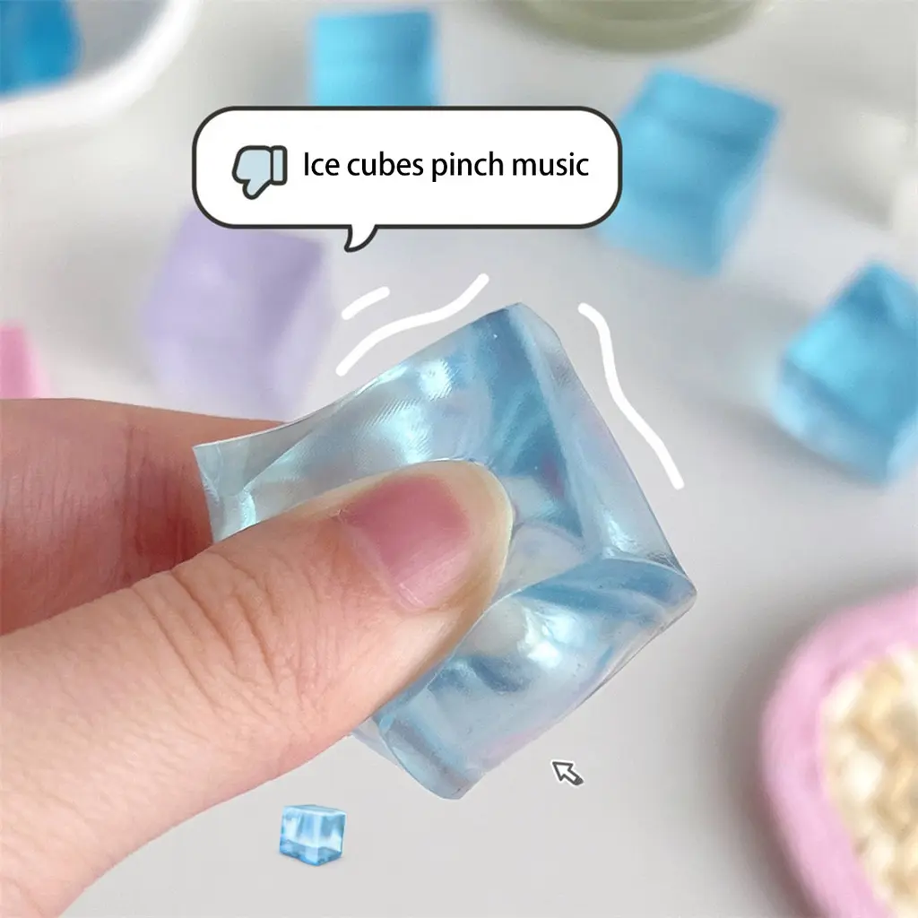 NEW Fidget Toy Mini Squishy Toys Mochi Ice Block Stress Ball Toy Kawaii Transparent Cube Cat Paw Fish Stress Relief Squeeze Toy