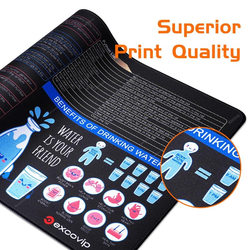 Product Introduction of Python Code List Shortcut Key Mouse Pad, Non-slip Durable Mouse Pad with Drink Reminder, Computer Office Desk Mat, Mouse Pad for Computer, Laptop, PC, Office 2