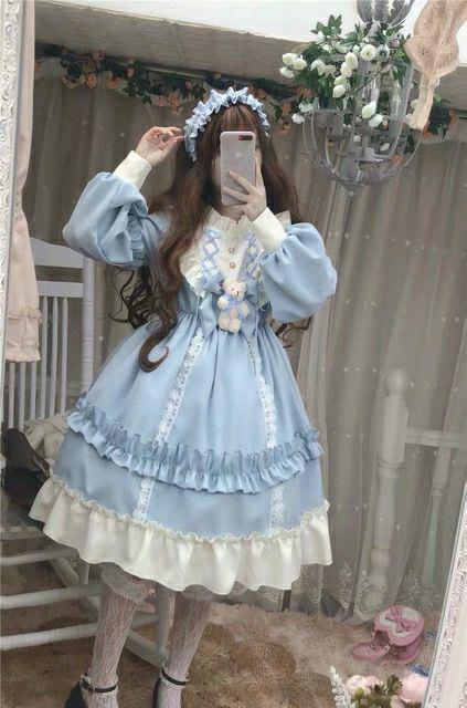 [HÀNG LOẠI 1 CÓ SẴN] Váy / Đầm Lolita Casual OP Nhật Bản - Tặng Cài Nơ Gấu, váy đầm công chúa,dự tiệc, tiểu thư, nàng thơ, sang chảnh 7