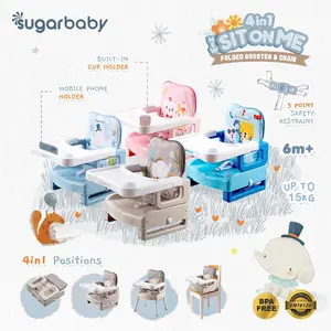 NEW Booster Seat on me 4 in 1 Sugarbaby Sugar Baby Kursi makan MPASI Bayi Sofa Kursi Makan Bayi hampers bayi lahiran kado belajar duduk Baby Chair Model Kursi makan bayi anak BOOSTER SEAT Folding Seat Sugar Baby Sit on me Sugarbaby Hello Bear Booster Seat