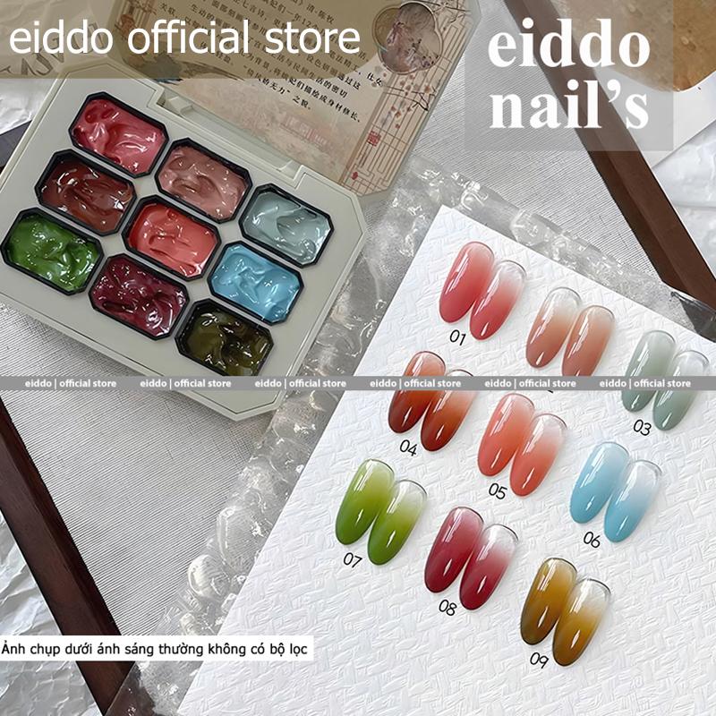 {EIDDO NAILS} - Gel dặm Ombre 9 màu Cổ Trang mới - Set 9 màu gel dặm Ombre chất đặc dễ dùng chuyên dụng ngành nail - Hộp màu gel chuyên dụng dặm Ombre có thể mix tạo thành 72 màu mới
