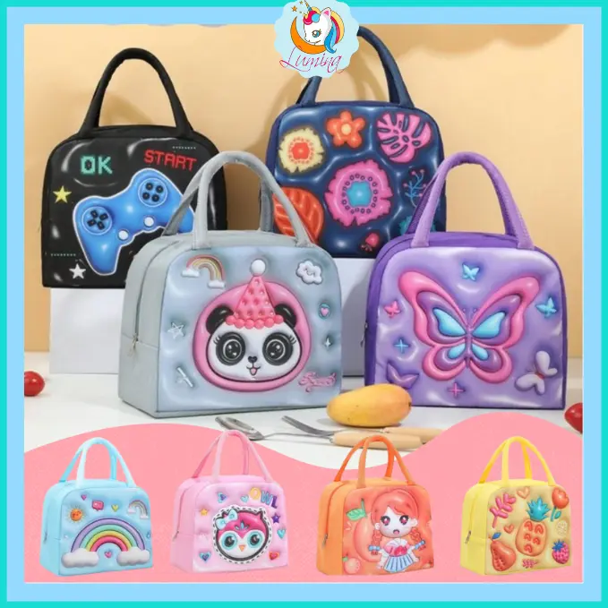 LuminaCollection Lunch Bag Tas Bekal Anak Karakter  Aluminium Foil Tempat Penyimpan Makanan Tahan Panas Dingin