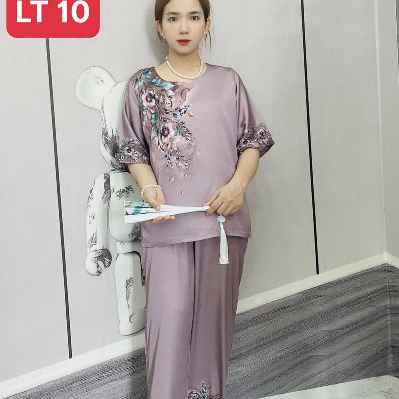 Đồ Bộ Trung Niên [FREESHIP] - Đồ Bộ Lụa Latin in Hoạ Tiết 3D KYMSHOP mã LT10-LT13. Nữ Women 5