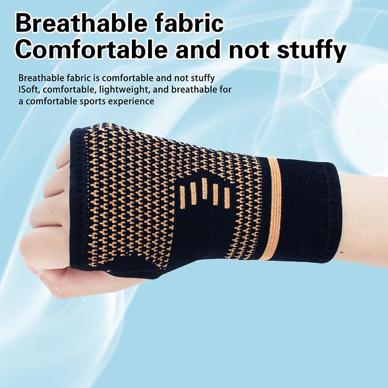 Product Introduction of 1pc Copper Compression Gloves Sports Wrist Guard  Gloves Elastic Palm Brace Sleeve Fitness Wrist Support Wristband 11