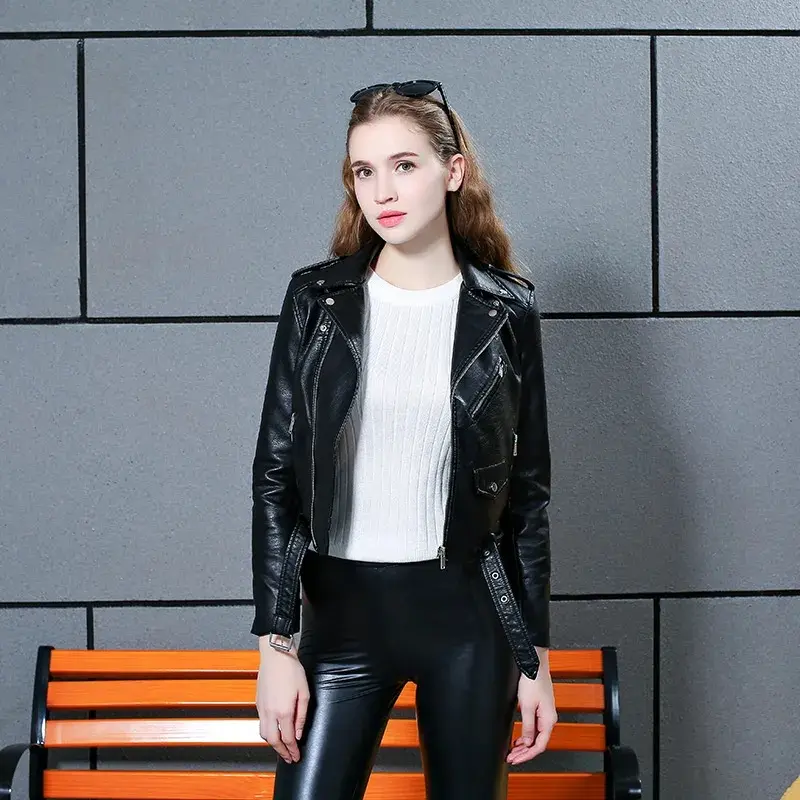 AL-Leather Jaket Wanita Black Pink OOTD Premium Leather Exclusive M/L/XL/XXL Top Lembut Crop Casual Atasan Blazer 3